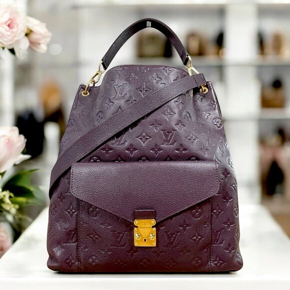 LOUIS VUITTON Metis Hobo Empreinte Leather Tote Shoulder Aubergine Purple LV Bag - Picture 1 of 16
